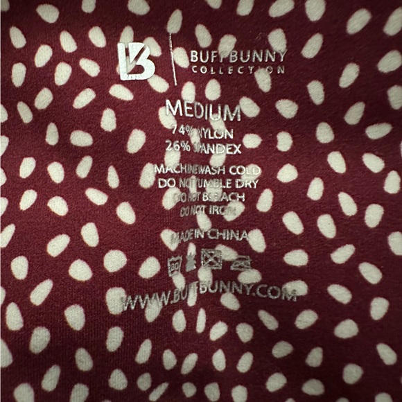 BuffBunny Burgundy and White Leggings Size Medium - Picture 4 of 6